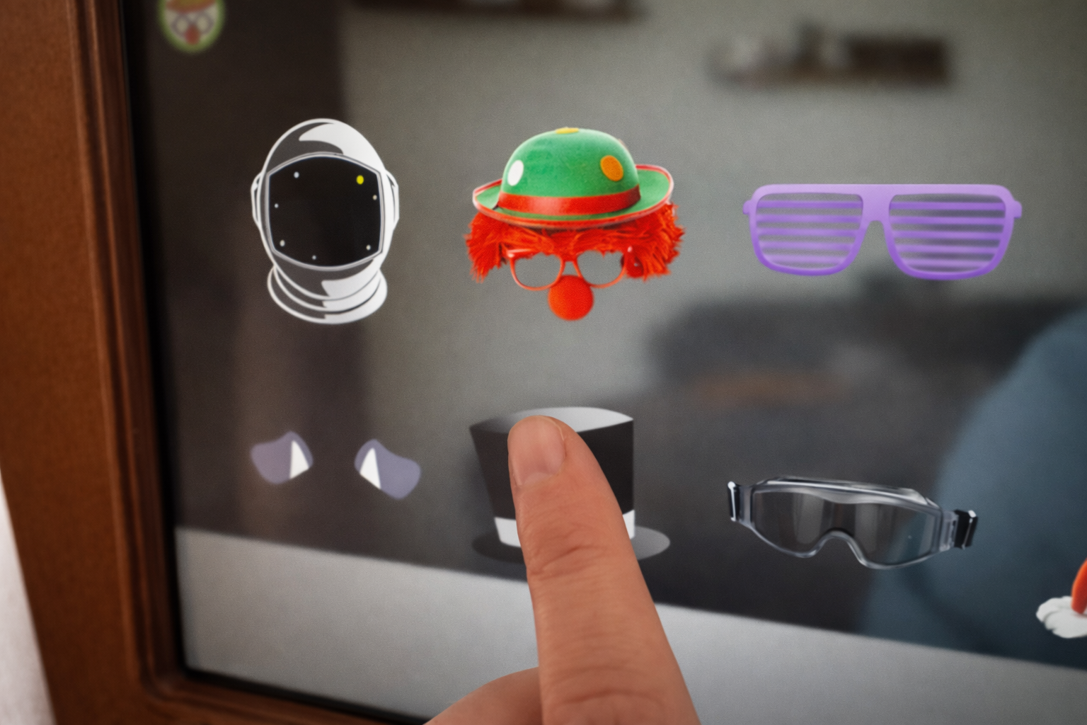 digitale Verkleidungs-Accesoires am Bildschirm auswählen